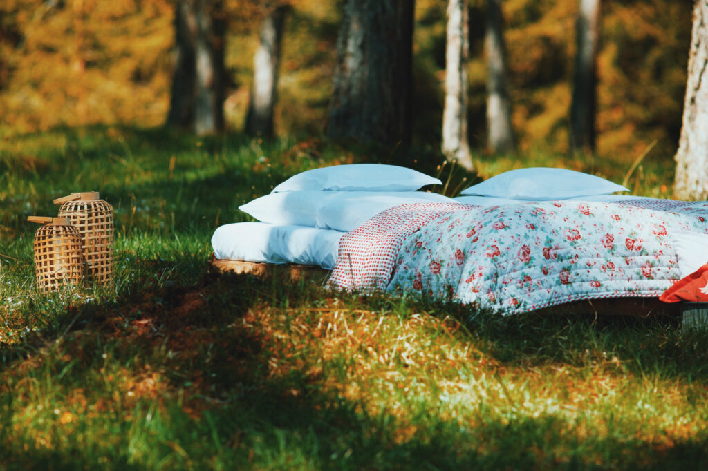 Bedded in larch wood